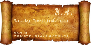 Matity Apollinária névjegykártya